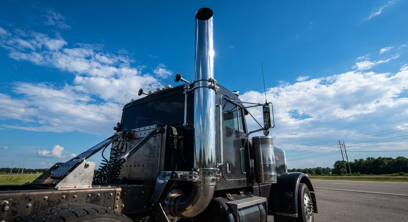 Professional trucking operations in daylight
